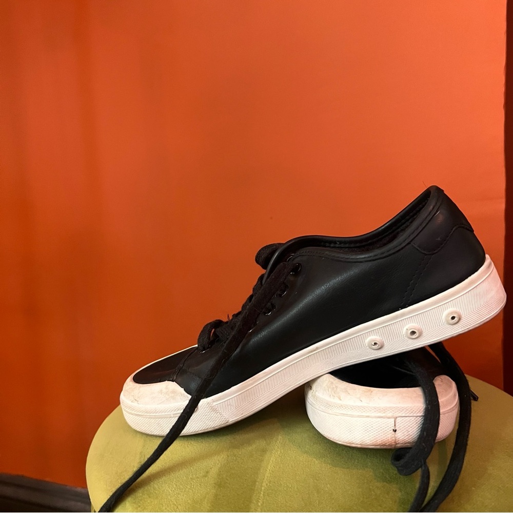 Rag & Bone Black Leather Trainers with White Trim